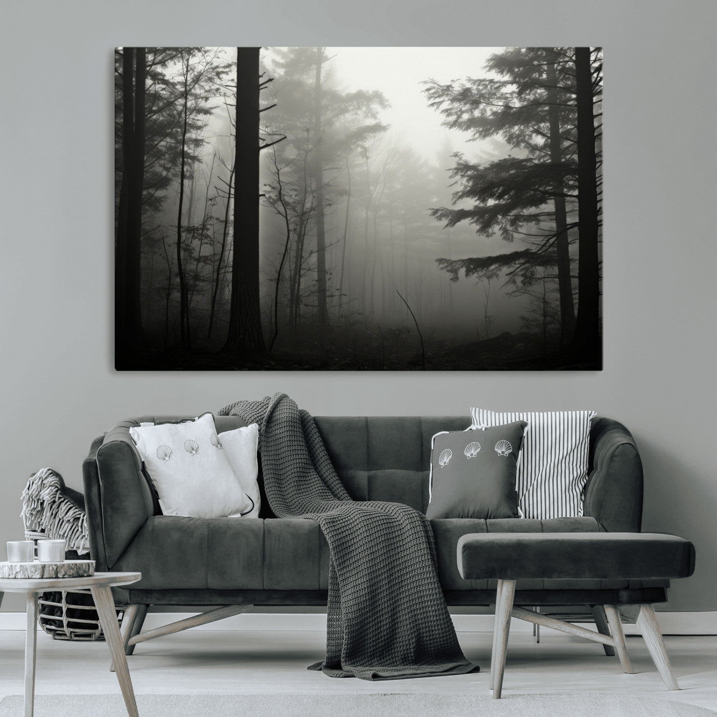 -Misty Forest Wall Art Premium Canvas Print a Foggy and Serene Atmosphere - Nature Wall Art