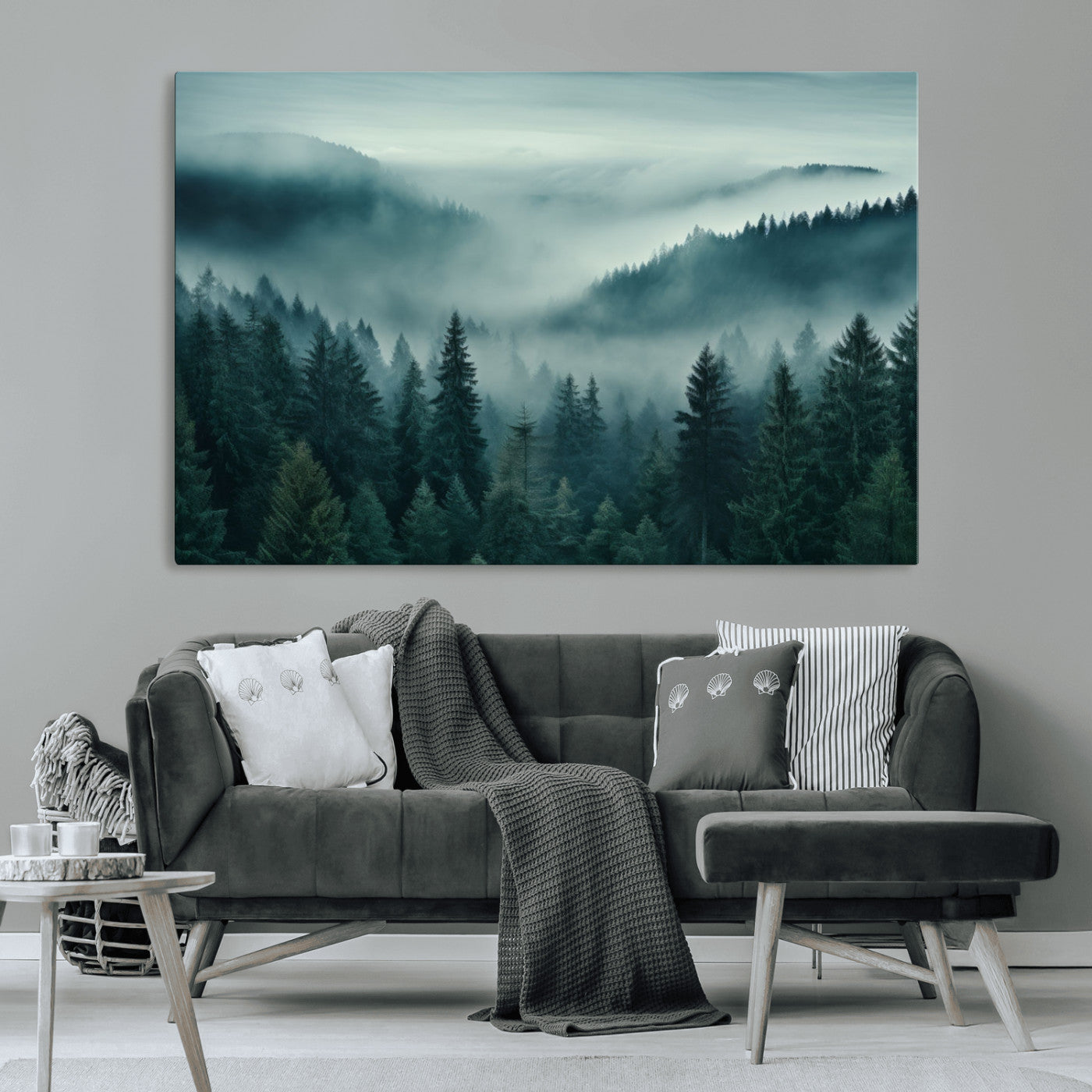 -Captivating Misty Foggy Forest Wall Art Premium Canvas Print