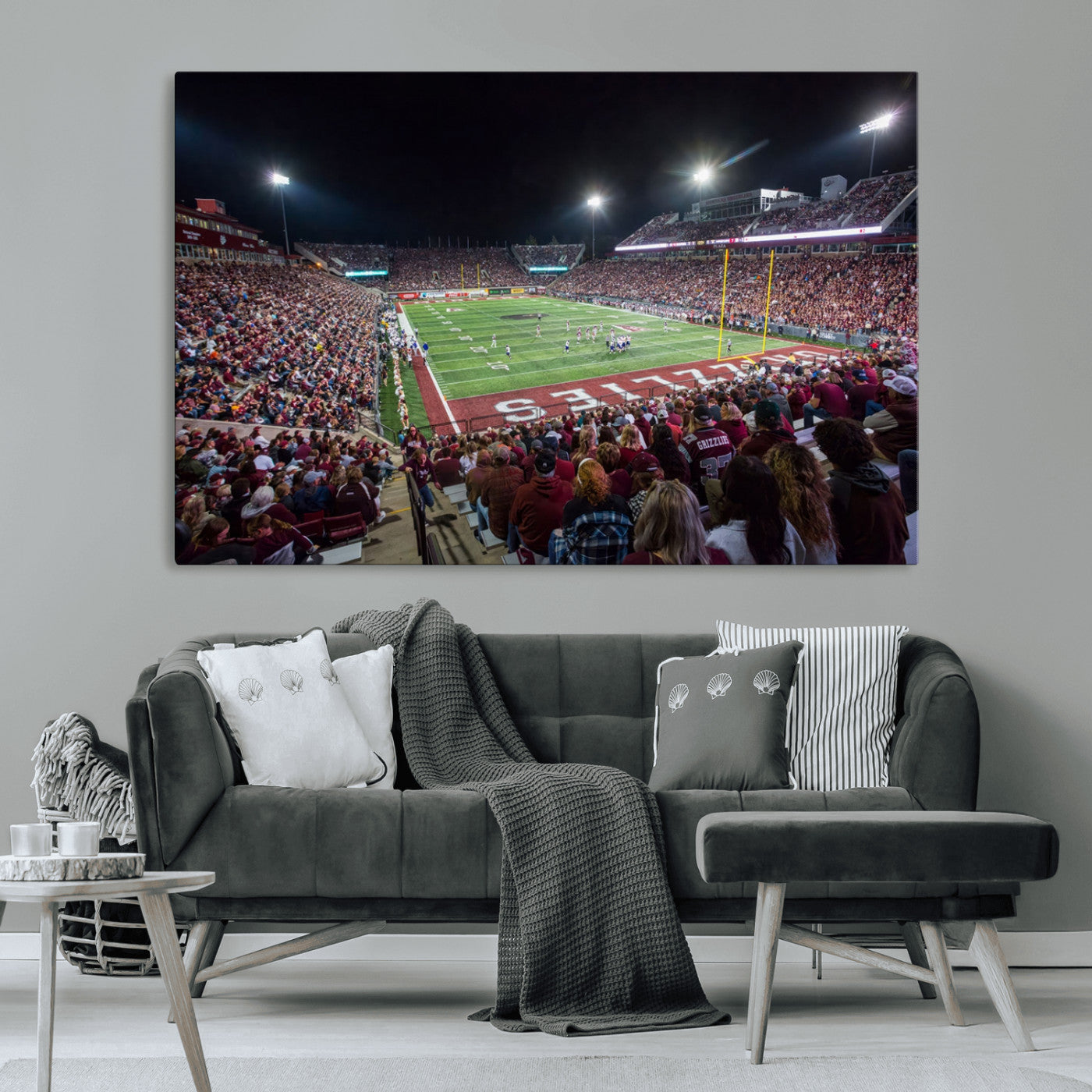 -American Football Wall Art Canvas Print Framed Stadium Sport Wall Art Print Iconic Game Day Decor for Home, Office
