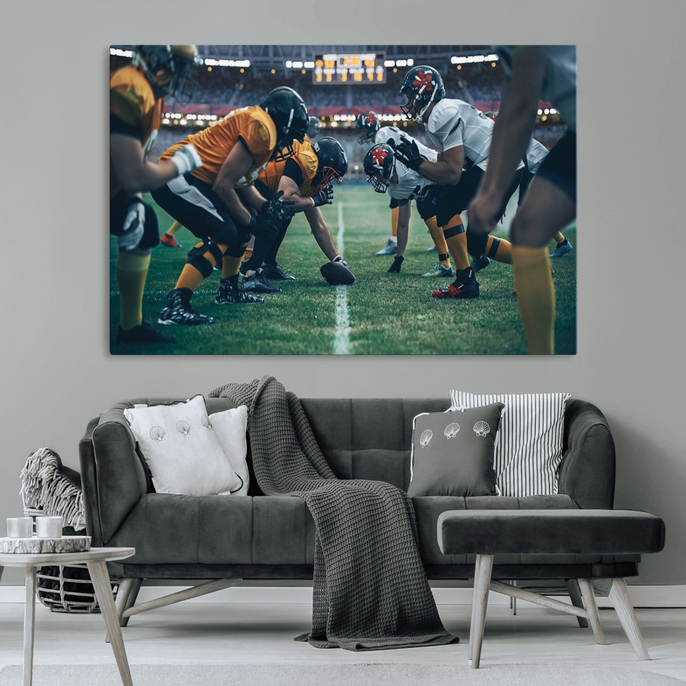 -American Football Playing Wall Art Canvas Print