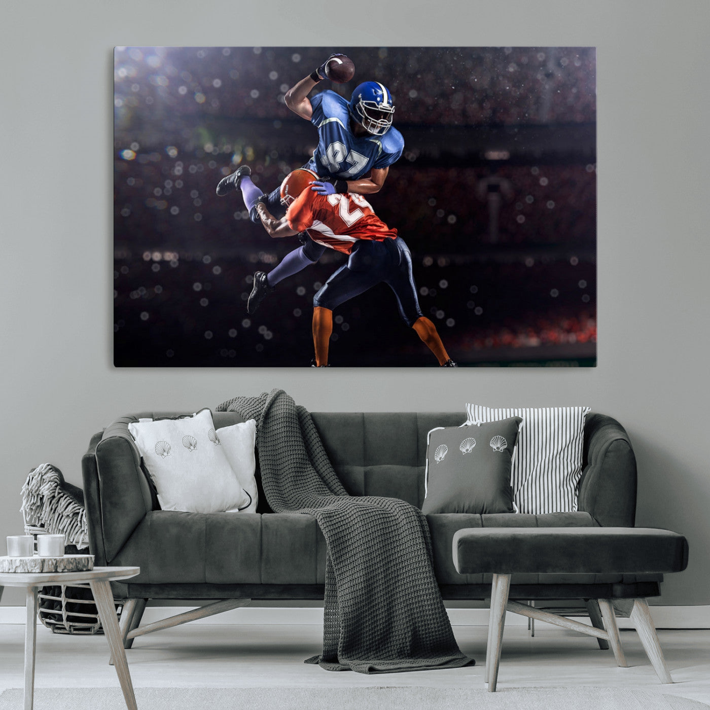 76491-MGV-CV-36X24-American Football Wall Art Canvas Print, Stadium Sport Wall Art Print