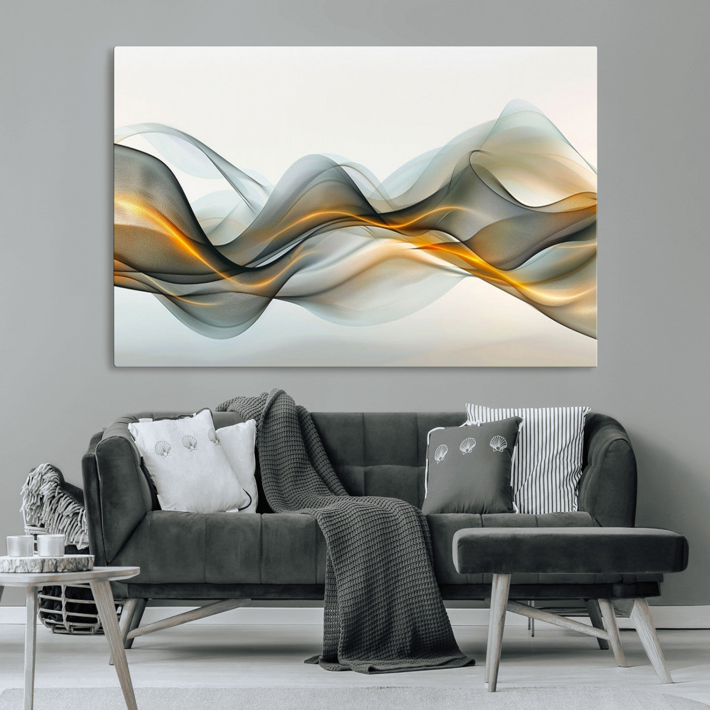 ES1001-MGV-CV-36X24-Abstract Wave Canvas Wall Art – Fluid Contemporary Elegance in Motion – Ready to Hang
