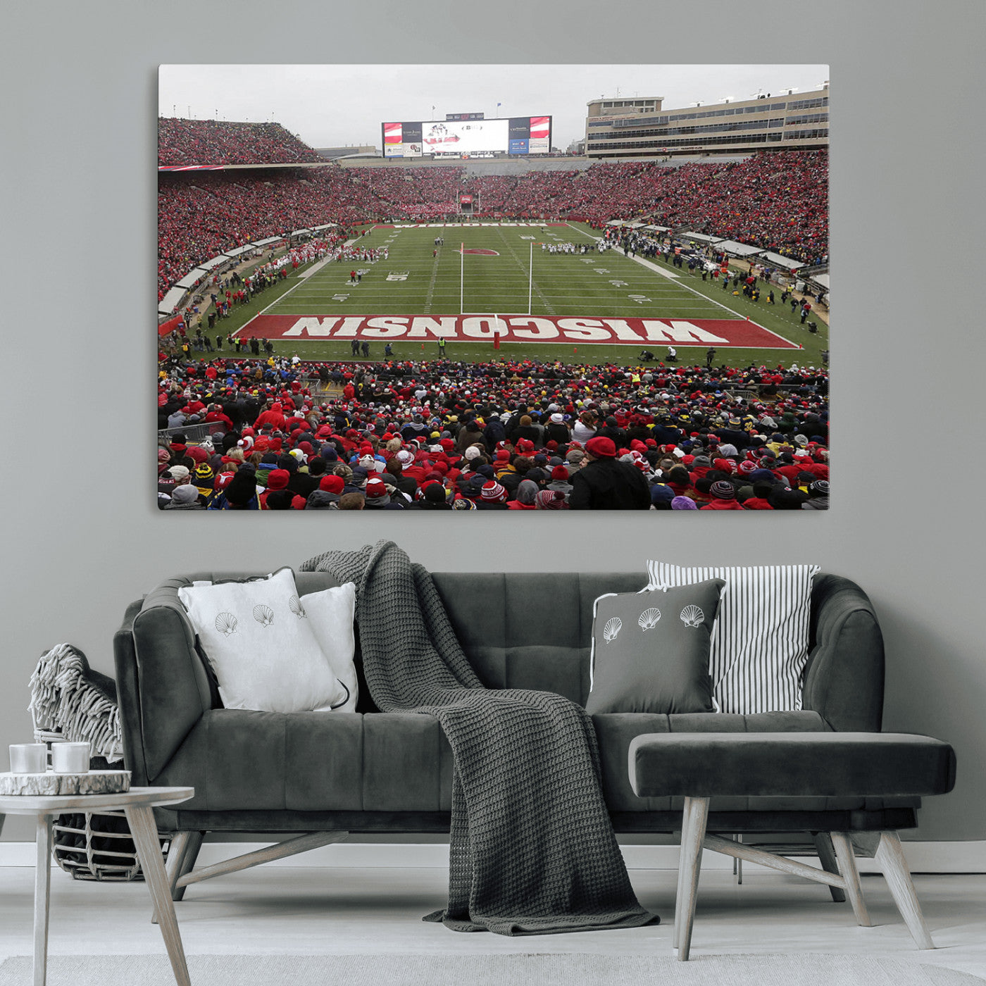 23461-MGV-CV-36X24-Wisconsin Badgers Team Print Canvas - Madison Camp Randall Stadium Wall Art Canvas Print