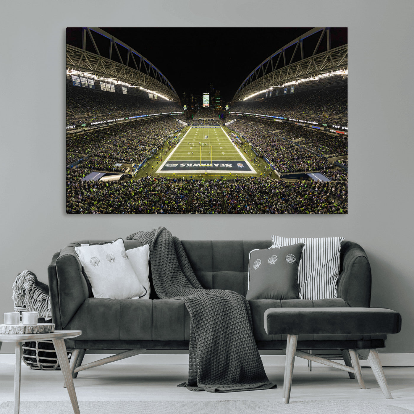 81900-MGV-CV-36X24-Seattle Seahawks Football Team Print Wall Art - Seattle Century Link Field Stadium Wall Art Canvas