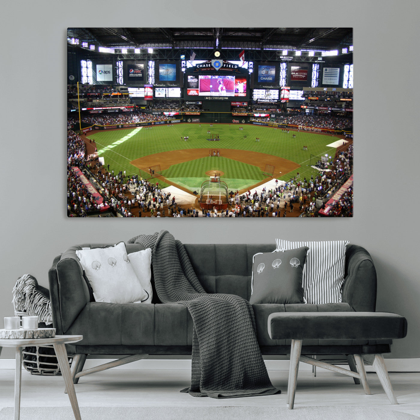 91630-MGV-CV-36X24-Arizona Diamondbacks Baseball Team Print - Phoenix Chase Field Baseball Stadium Wall Art Canvas