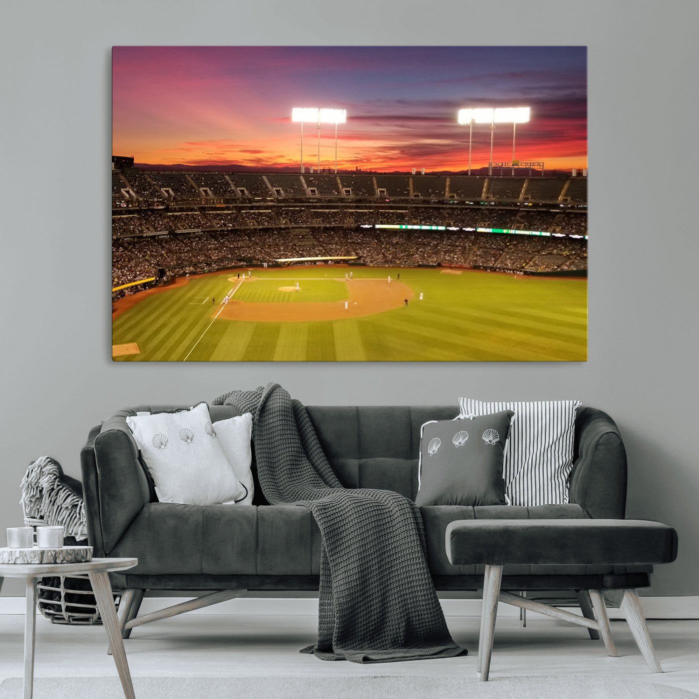 -Oakland Athletics Baseball Team Print - Oakland Coliseum Stadium Wall Art Canvas Print