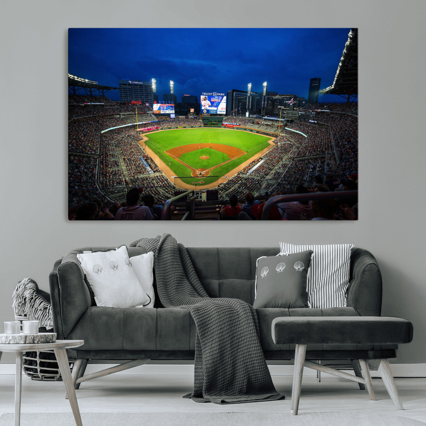 88590-MGV-CV-36X24-Truist Park Night Game Canvas Art - Atlanta Braves Stadium Wall Art Canvas
