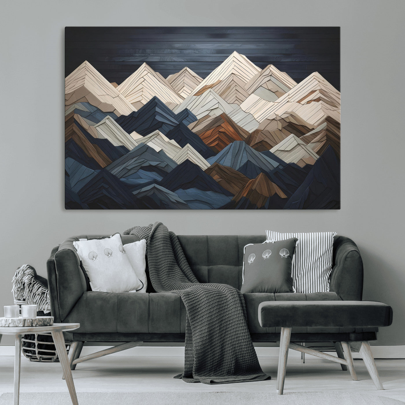 12896-MGV-CV-36X24-Wood Mountain Wall Art | Mountain Canvas Print Wood Decor | Ready to Hang for Cabin Decor