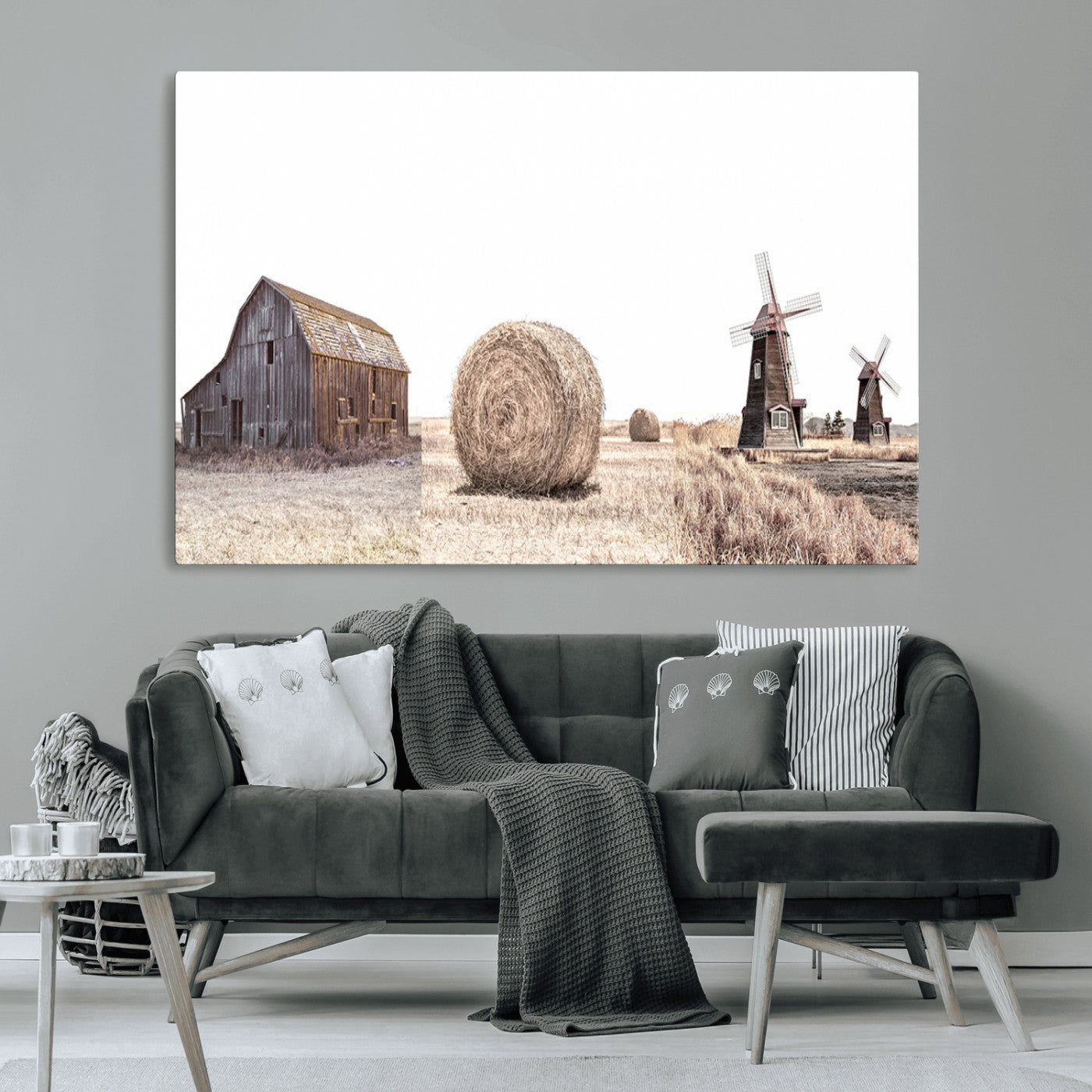 94971-MGV-CV-36X24-Farm Prints Set, Set of 3 Farmhouse Wall Art, Country House Decor
