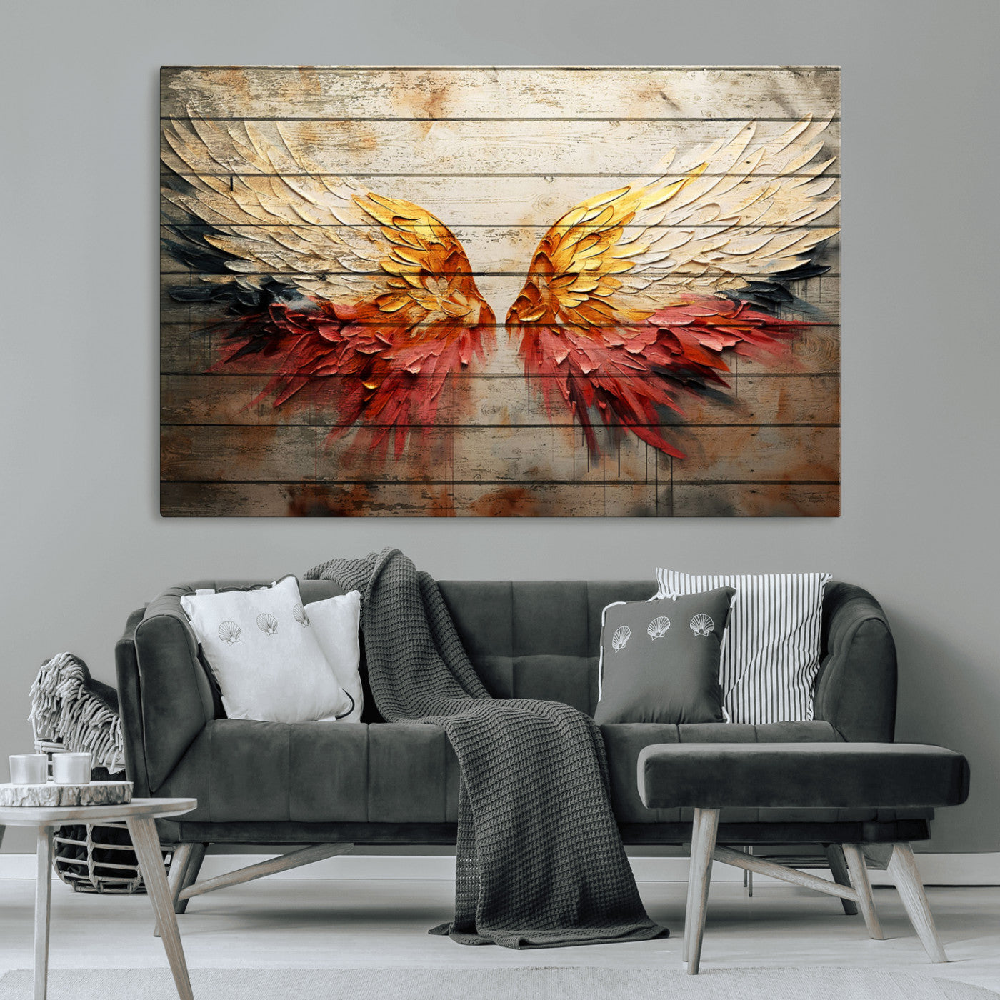 19244-MGV-CV-36X24-Abstract Angel Wings Canvas Wall Art – Framed and Ready to Hang Modern Angelic Wings Decor for