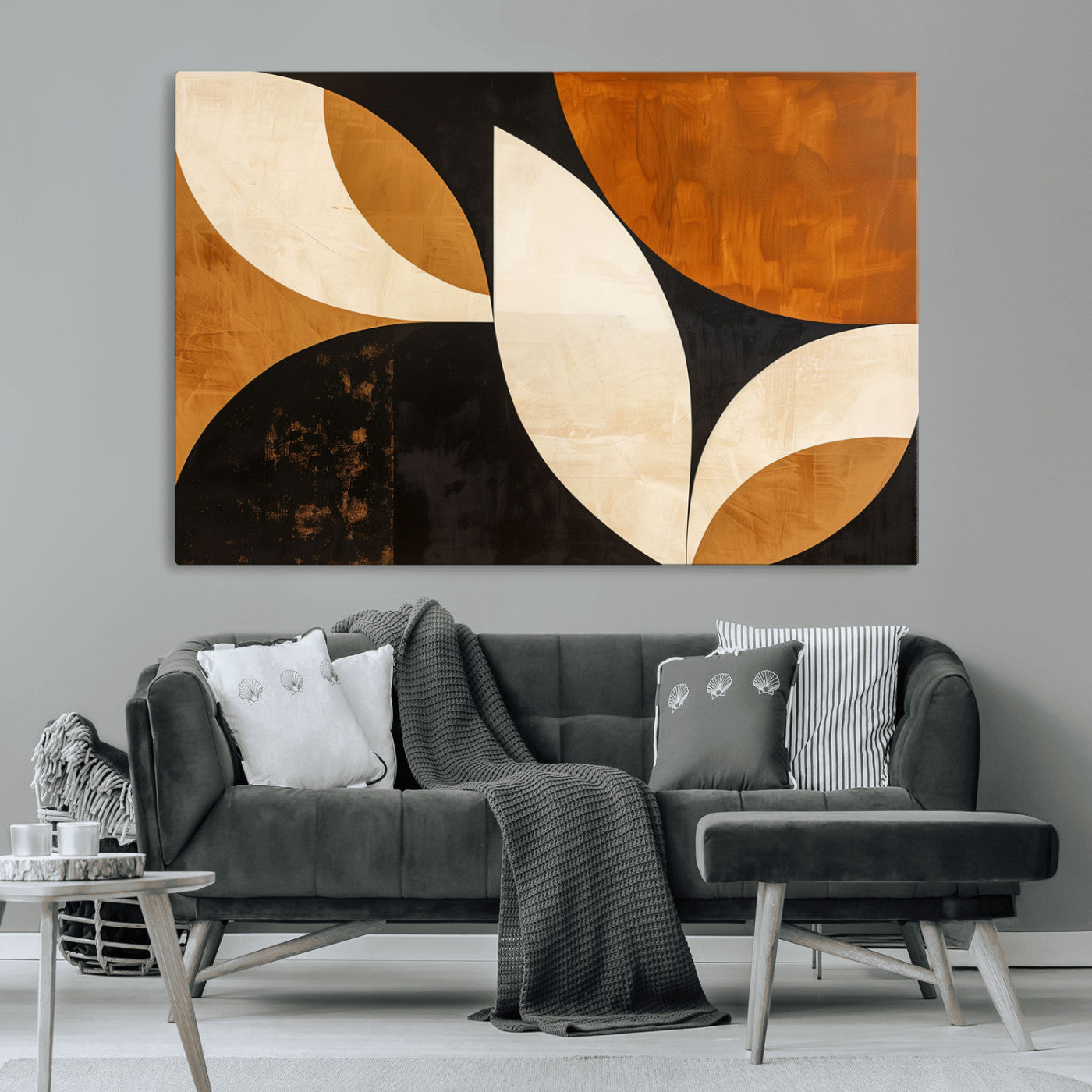 21251-MGV-CV-36X24-Geometric Abstract Wall Art Canvas Print, Mid Century Modern Wall Art Print