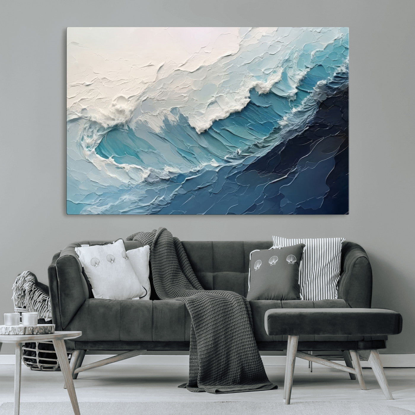 23887-MGV-CV-36X24-Ocean Wave Canvas Wall Art Print – Coastal Living Room Large Ocean Wave Seascape Wall Art for Home, Office, Living Room