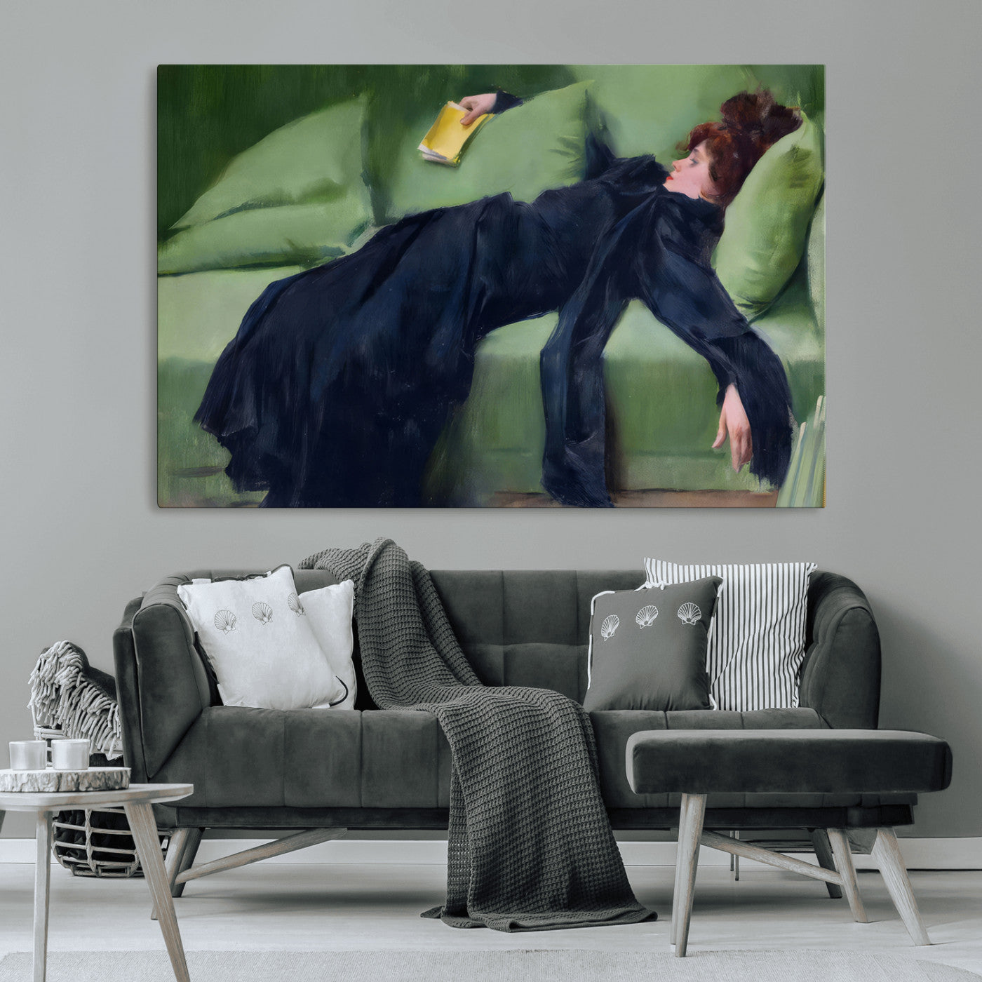 17725-MGV-CV-36X24-Decadent Girl by Ramon Casas Wall Art Canvas Print, Framed Decadent Girl Canvas Print