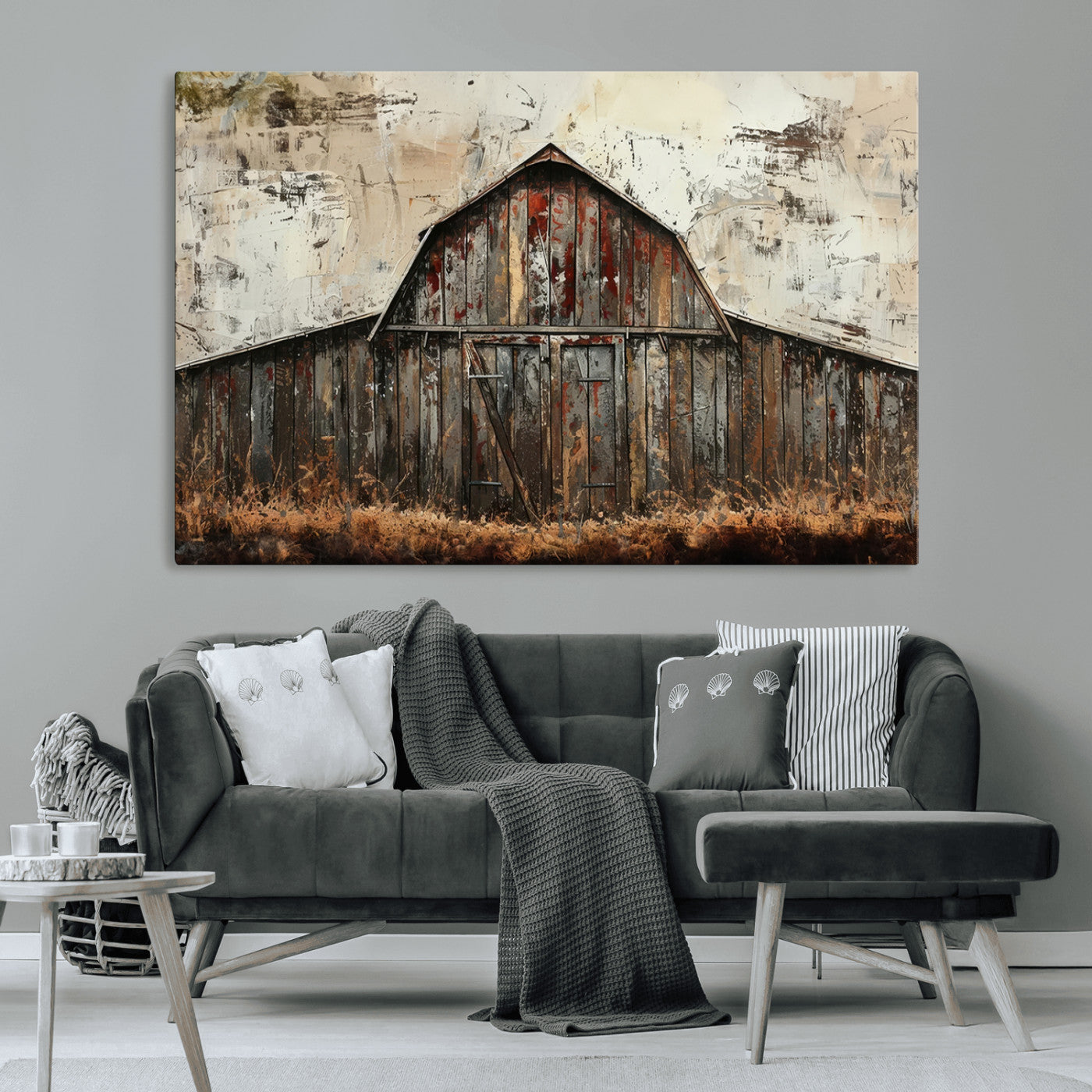 -Rustic Barn Wall Art | Farmhouse Wall Decor Canvas Print | Ready to Hang Barn Decor for Cabin or