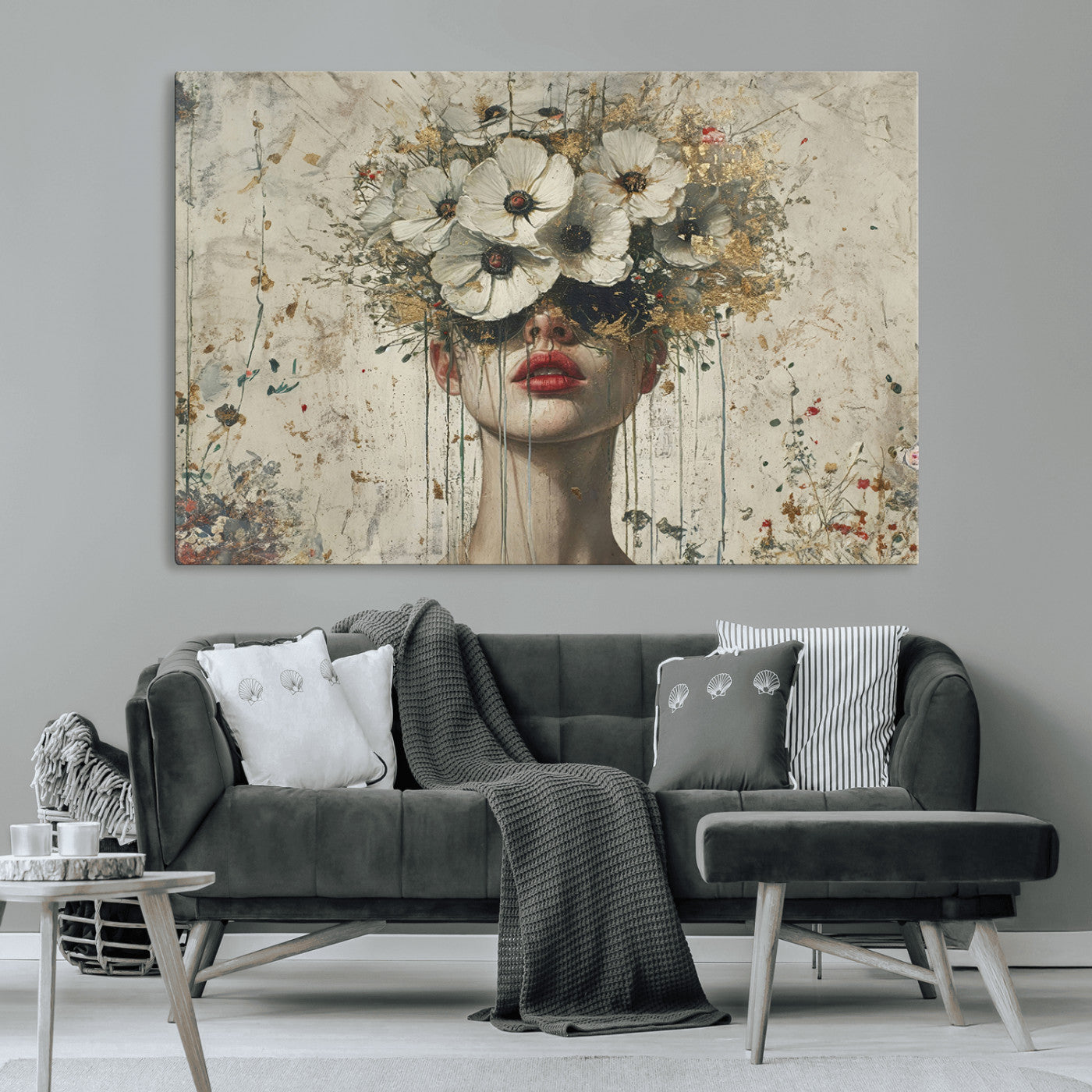 72759-MGV-CV-36X24-Abstract Floral Women Patel Wall Art Canvas Print