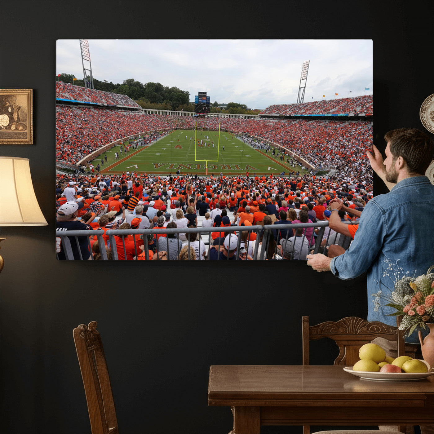 63606-MGV-CV-36X24 - Virginia Cavaliers Football Team Print - Charlottesville Scott Stadium Print Wall Art Canvas