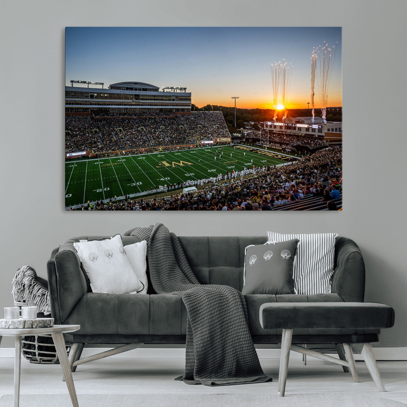 29253-MGV-CV-36X24-Demon Deacons Football Team Print Canvas- Winston-Salem Allegacy Federal Credit Union Stadium Wall