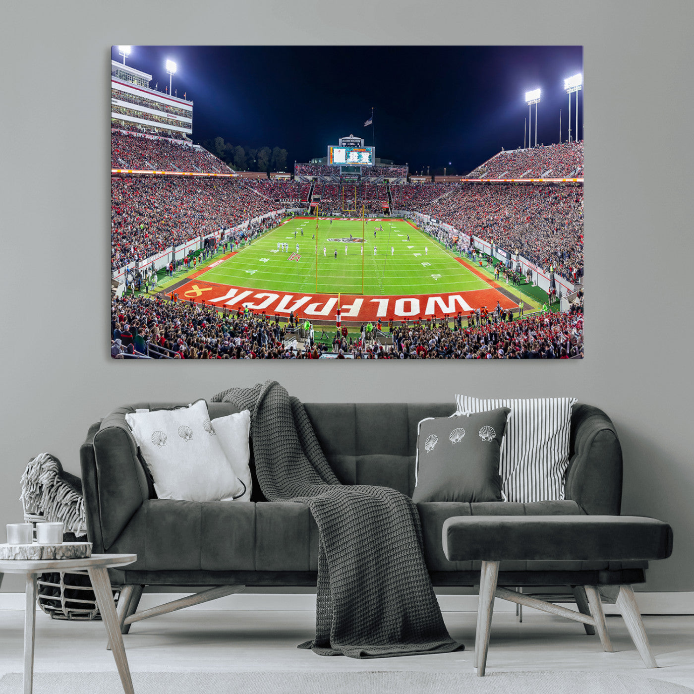 80943-MGV-CV-36X24-Wolfpack Football Team Print - Raleigh Carter-Finley Stadium Wall Art Canvas Print