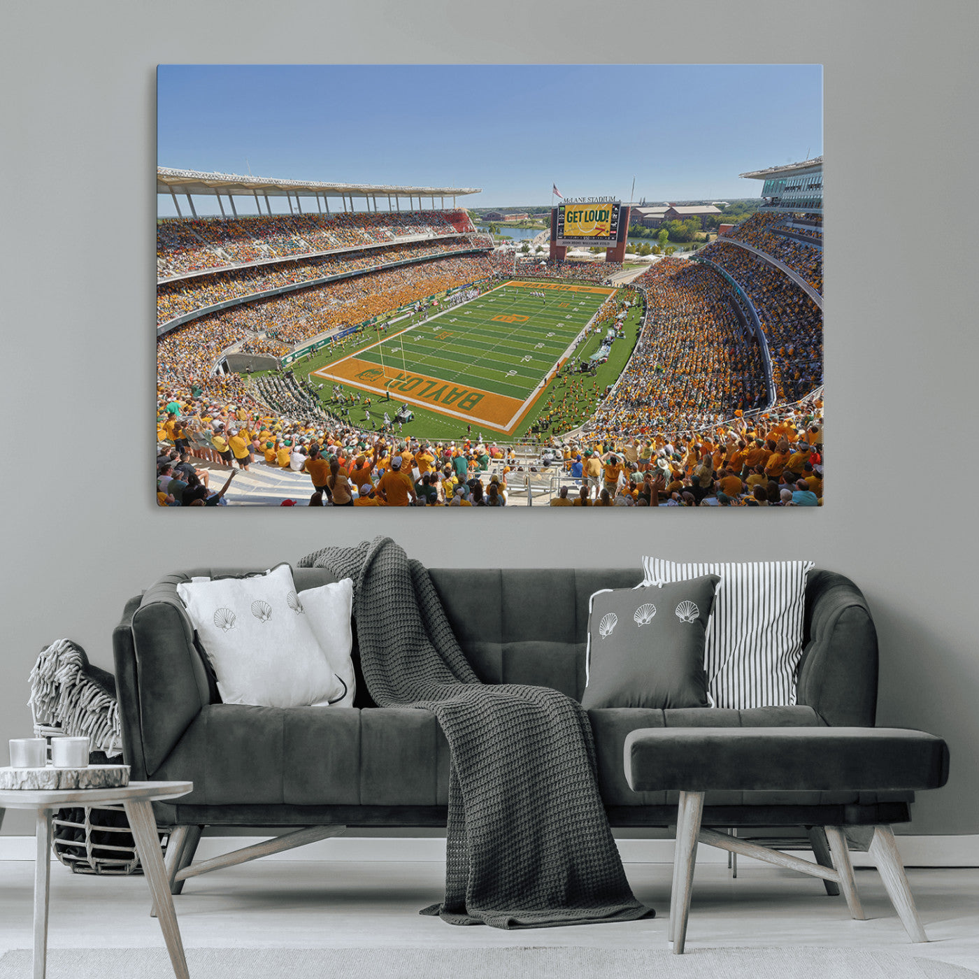 49912-MGV-CV-36X24-Baylor University Bears Football Team Print - Waco McLane Stadium Wall Art Canvas Print