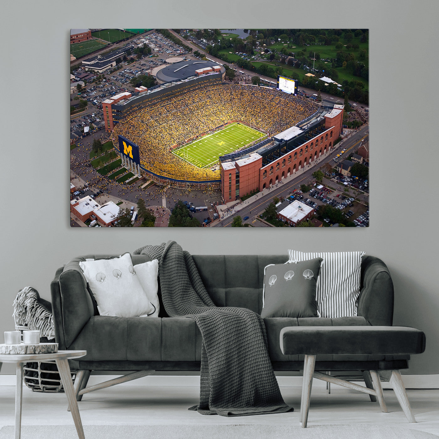 95248-MGV-CV-36X24-University of Michigan Wolverines Football Team Print - Ann Arbor Michigan Stadium Wall Art Canvas