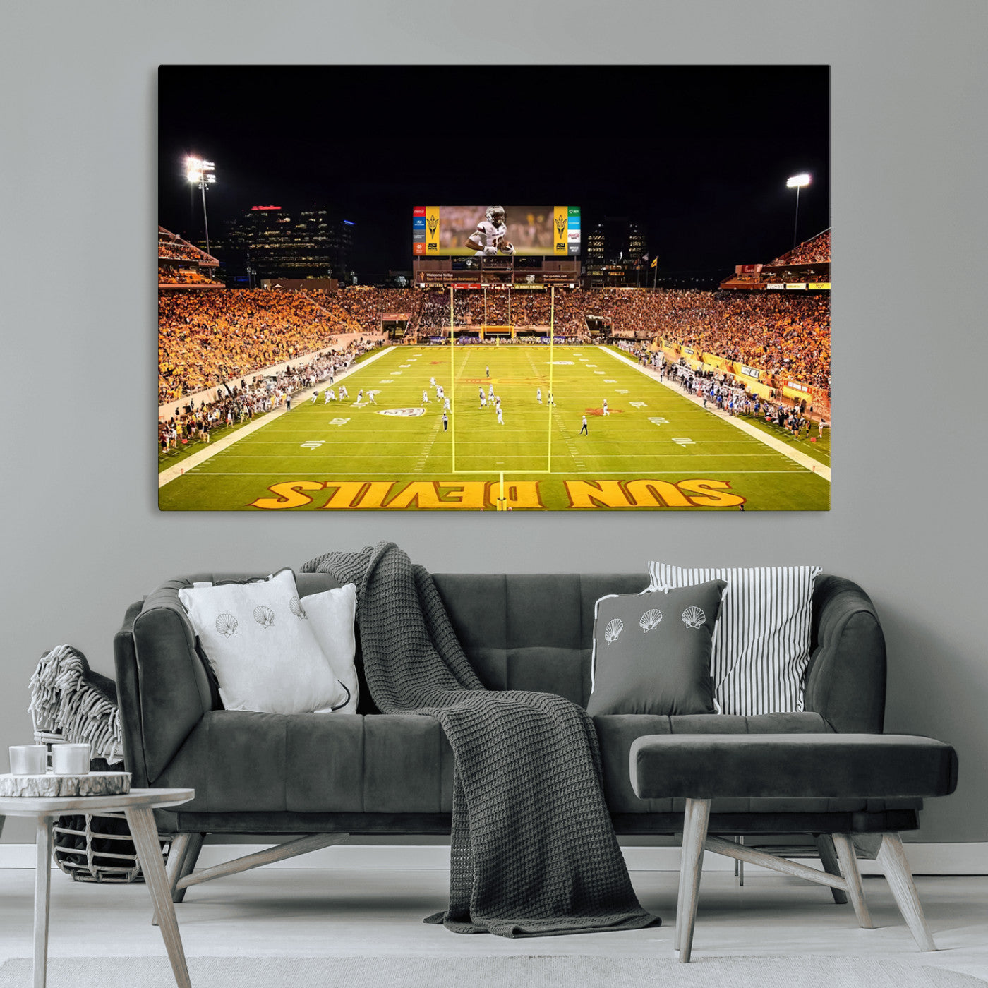 87612-MGV-CV-36X24-ASU Sun Devils Football Team Print - Phoenix Mountain America Stadium Canvas Print