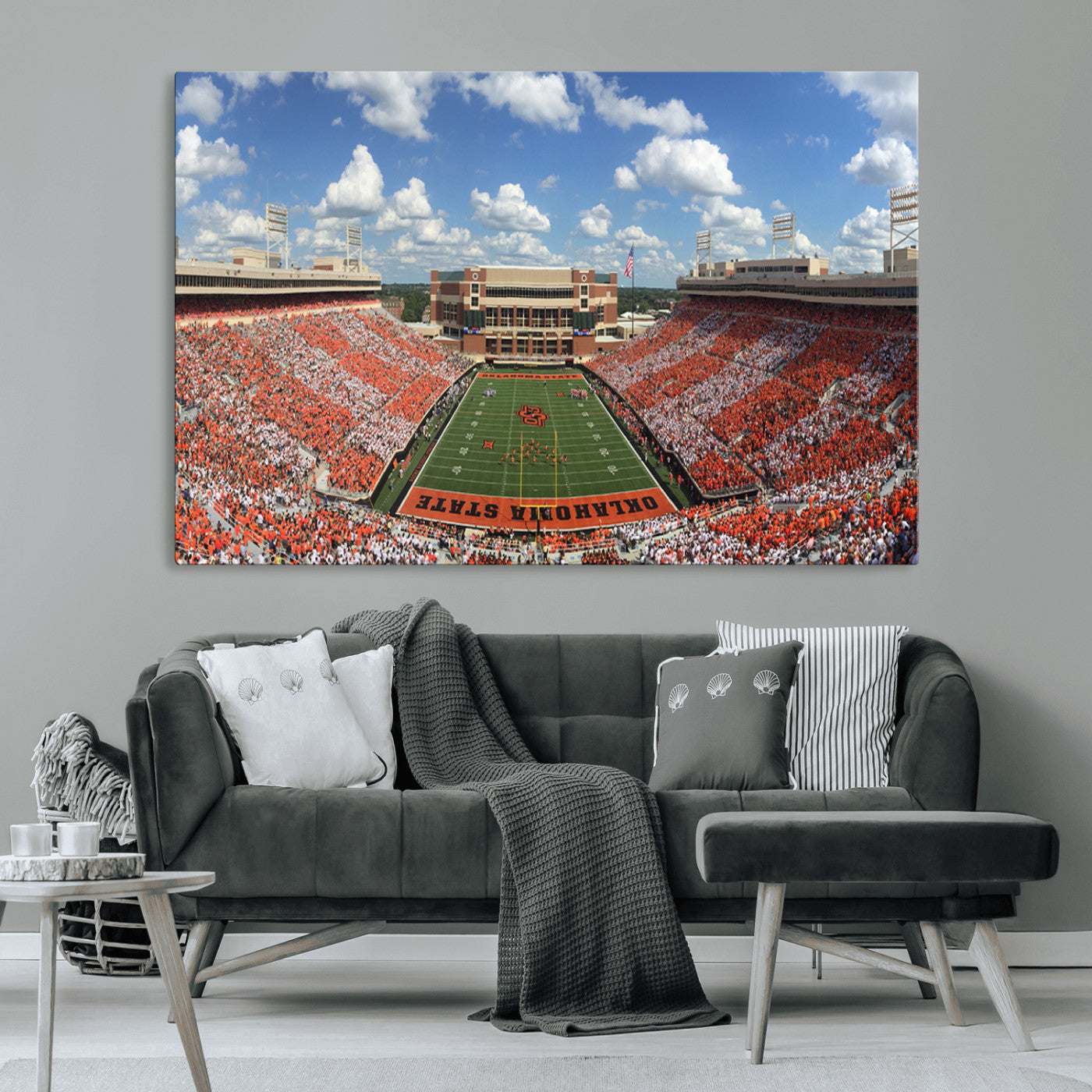 65192-MGV-CV-36X24-Oklahoma State Cowboys Football Team Print - Stillwater Boone Pickens Stadium Wall Art Canvas Print