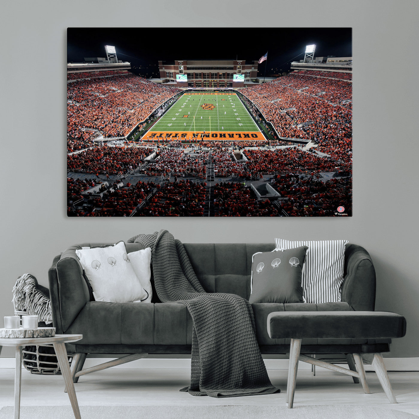 81675-MGV-CV-36X24-Boone Pickens Stadium Wall Art Oklahoma State Cowboys Print Framed Sports Canvas Art for Home, Office, Living Room