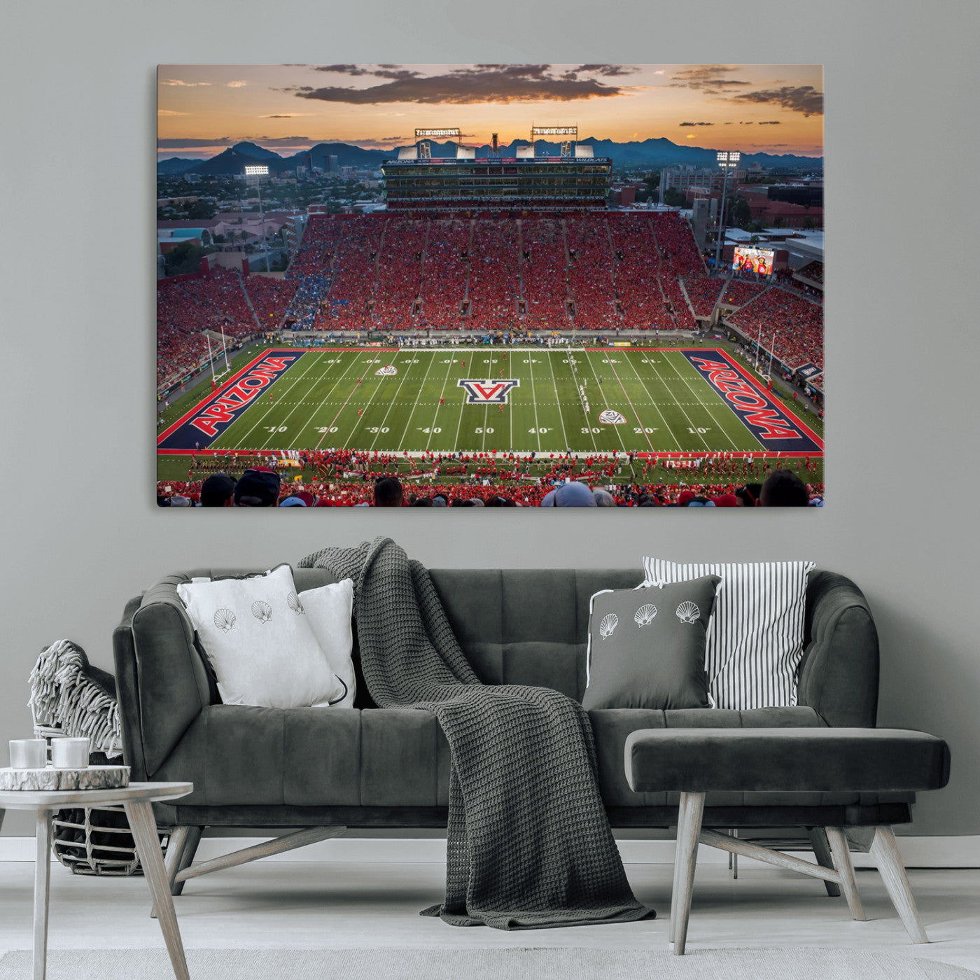 99722-MGV-CV-36X24-Framed Arizona Wildcats Football Team Print - Tucson Arizona Stadium Wall Art Canvas Print