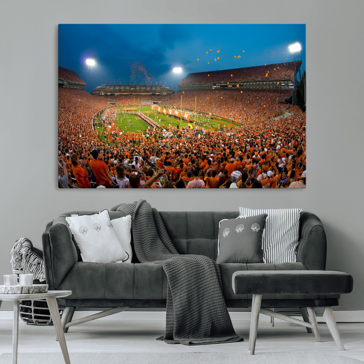 -Clemson University Tigers Football Team Print - Clemson Memorial Stadium Wall Art Canvas Print