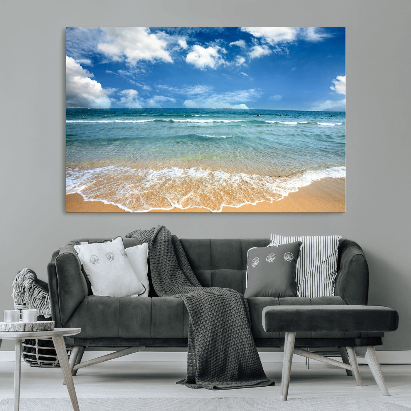 -Sea View From the Beach Canvas Print