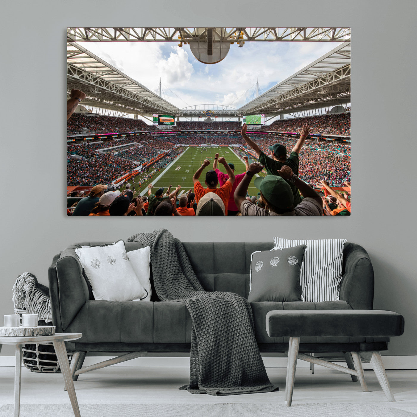 -Miami Hurricanes Football Team Wall Art Print - Miami Hard Rock Stadium Wall Art Canvas Print