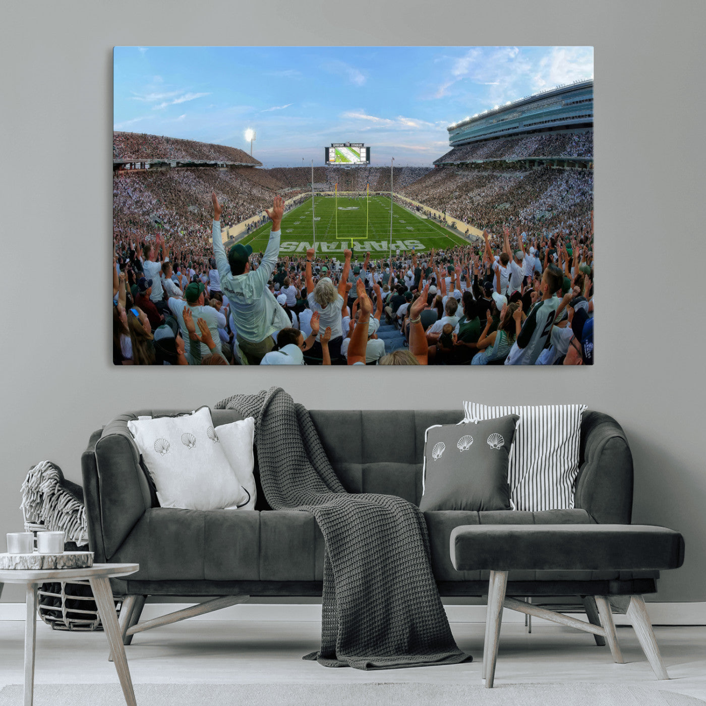 -Michigan State Spartans Football Team Art Print - East Lansing Spartan Stadium Wall Art Canvas Print
