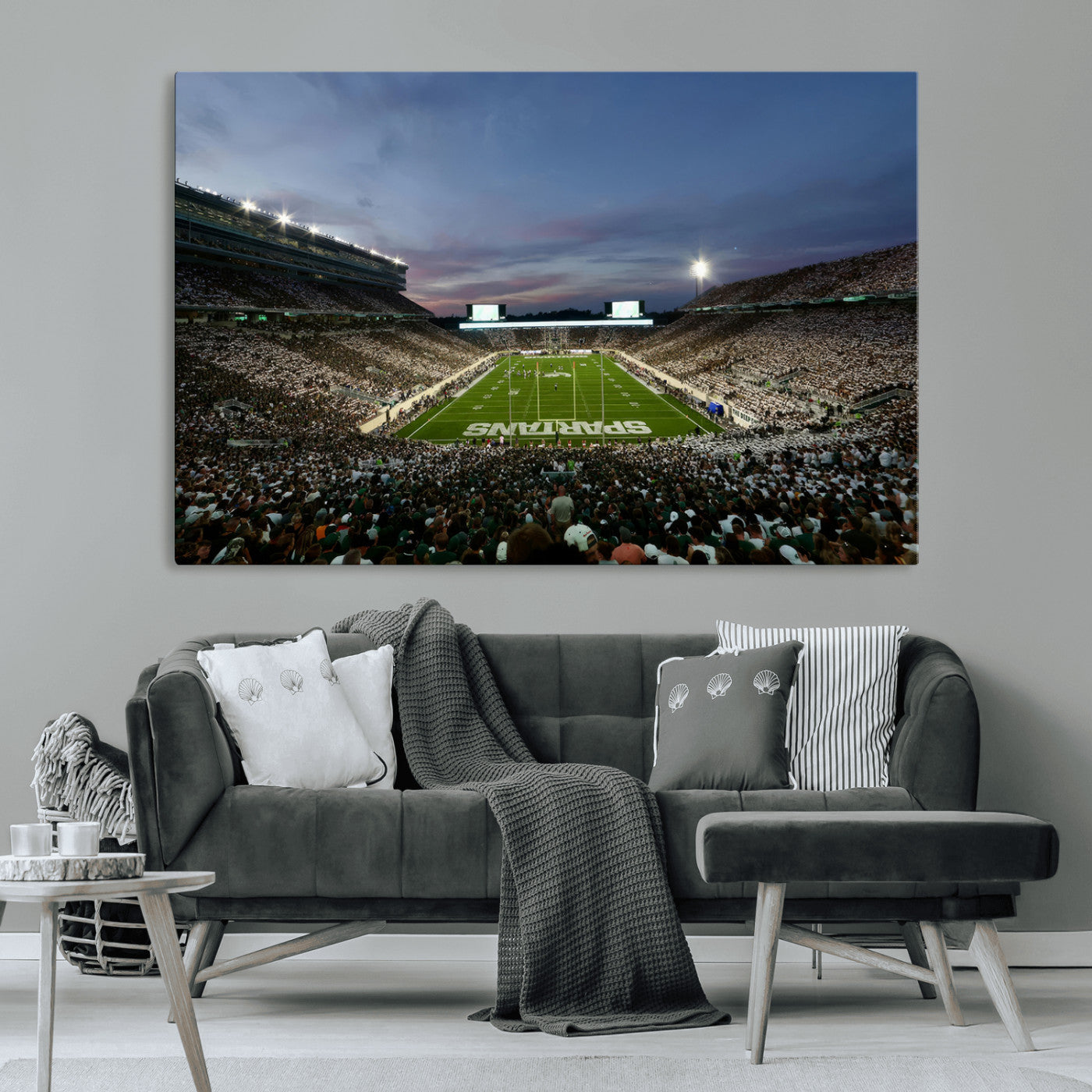 90831-MGV-CV-36X24-Michigan State Spartans Football Team Print - East Lansing Spartan Stadium Canvas Print