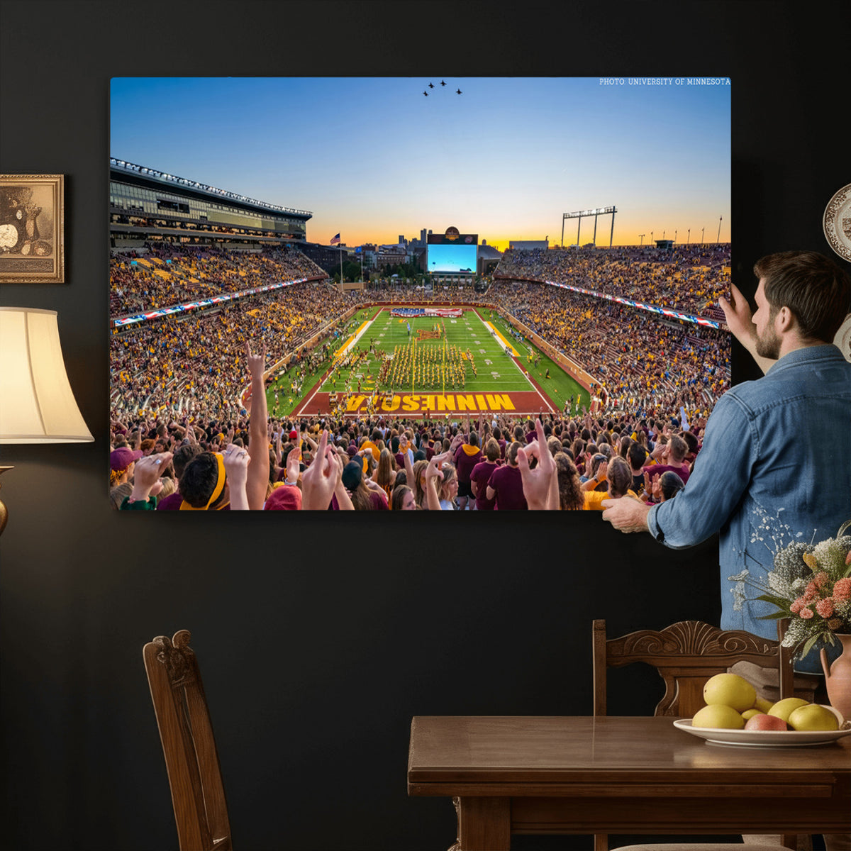 63452-PAN-FL-20X10 - University of Minnesota Golden Gophers Football Team Print - Minneapolis Huntington Bank Stadium