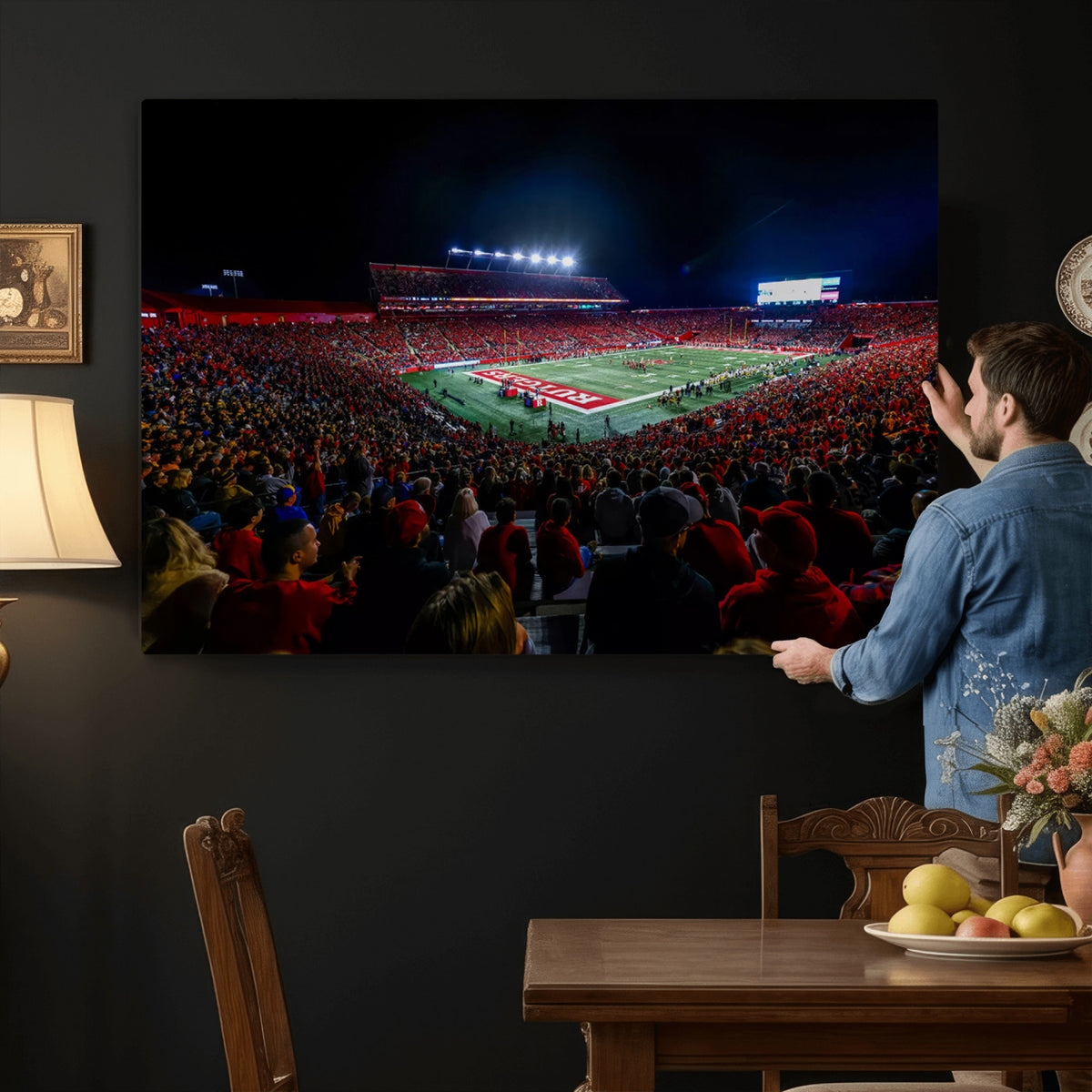 18115-PAN-FL-20X10 - Rutgers Scarlet Knights Football Team Print - SHI Stadium, Piscataway Wall Art Canvas Print