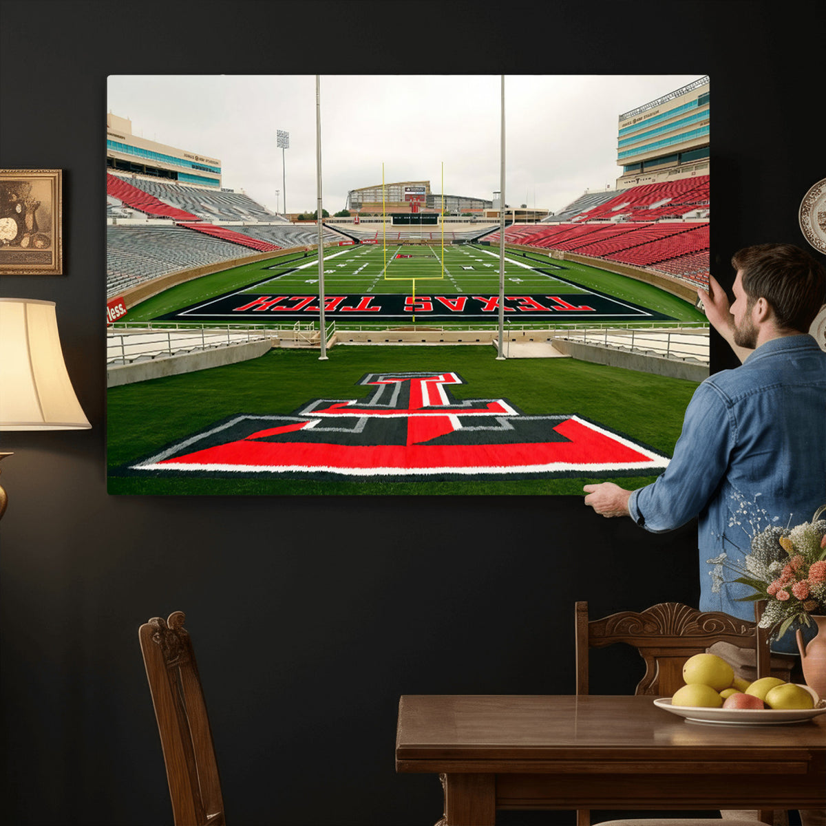 43169-PAN-FL-20X10 - Texas Tech Red Raiders Football Team Print - Lubbock Jones AT&T Stadium Wall Art Canvas Print