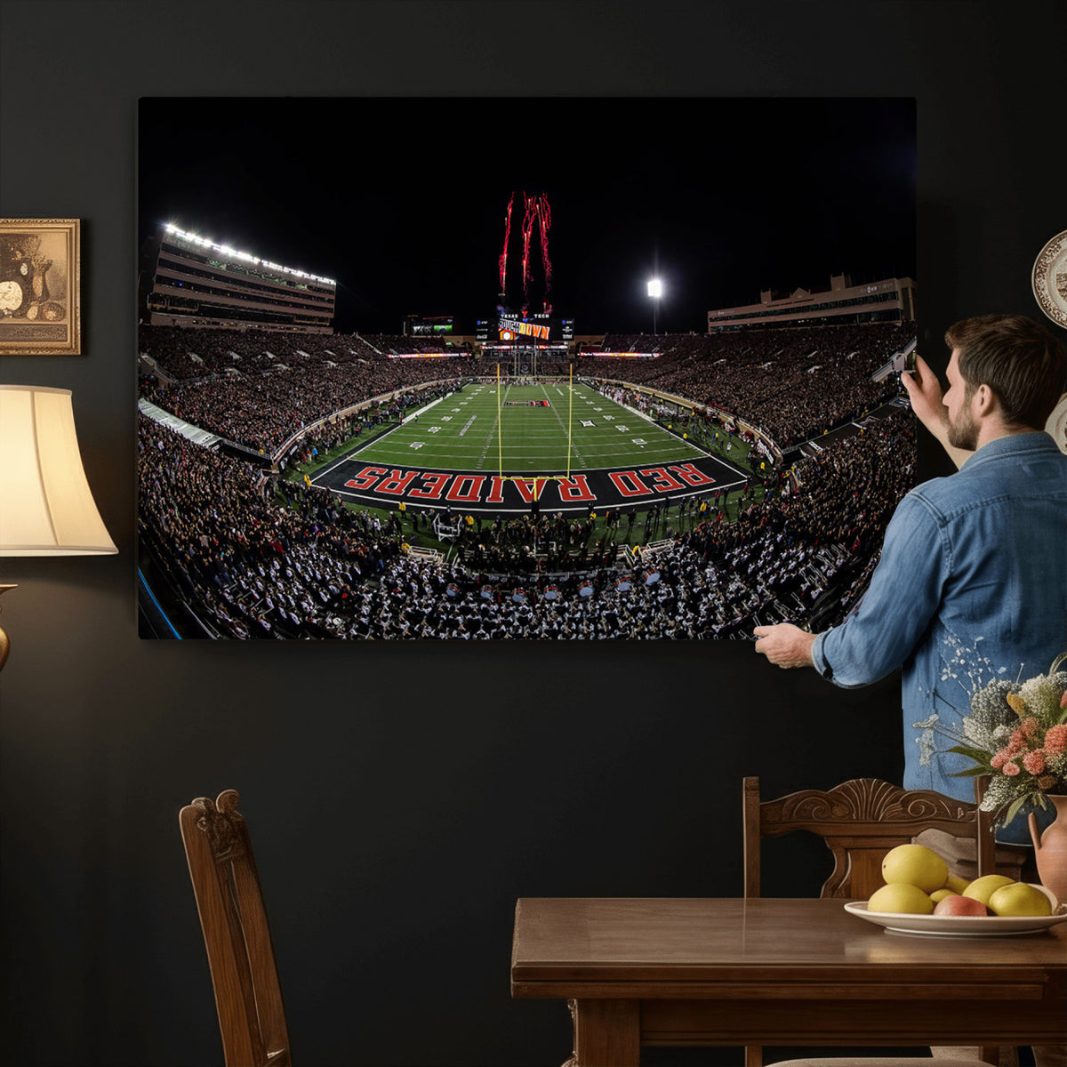 83122-PAN-FL-20X10 - Framed Texas Tech Red Raiders Stadium Canvas, Texas Tech Red Raiders Football Team Print - Lubbock