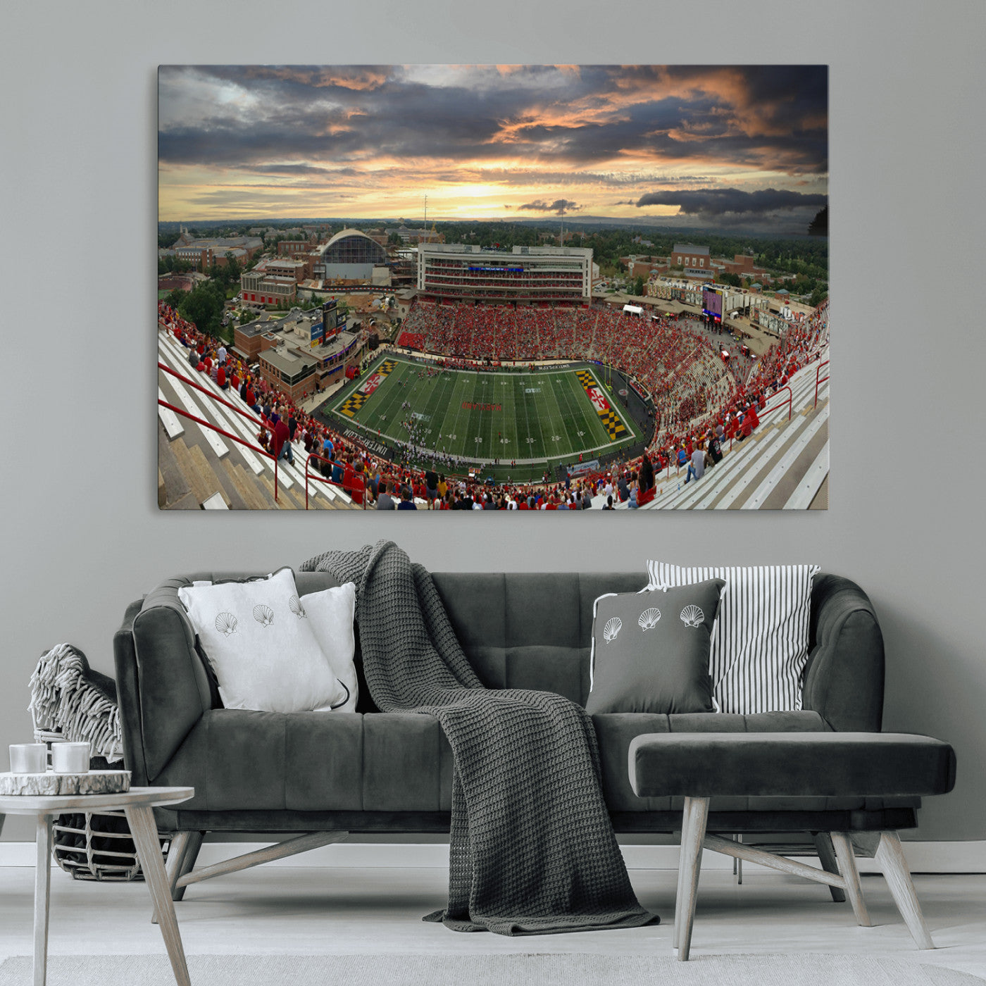 -University of Maryland Terrapins Football Team Print - College Park SECU Stadium Wall Art Canvas