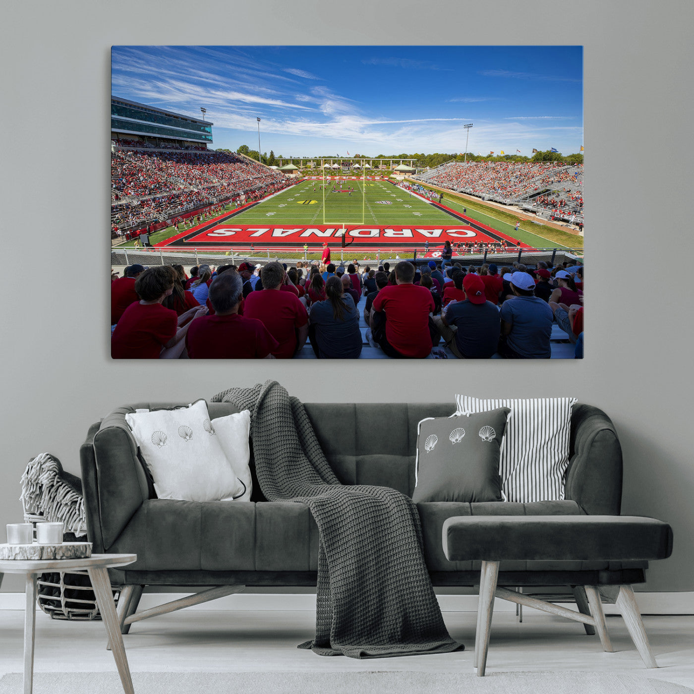 -Ball State Cardinals Football Team Print - Muncie Scheumann Stadium Wall Art Canvas Print