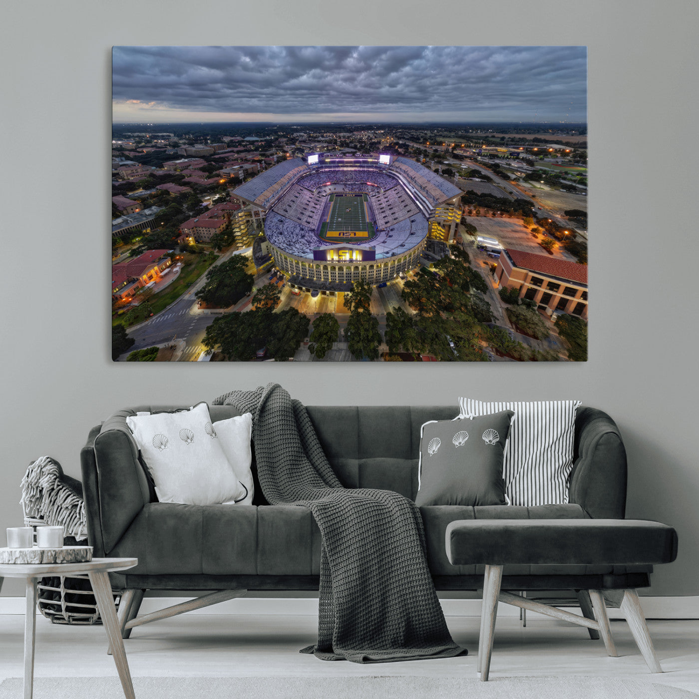 -The Louisiana State University Tigers Football Team Print - Baton Rouge Tiger Stadium Wall Art