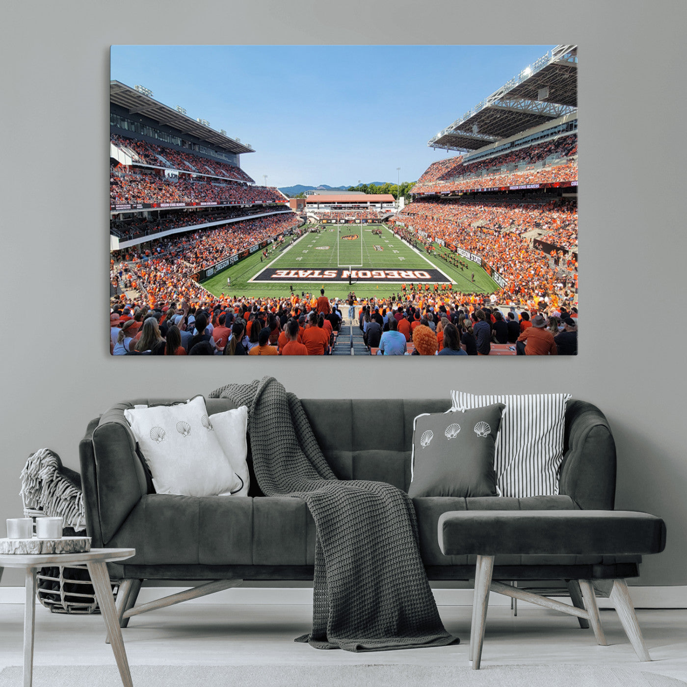 35211-MGV-CV-36X24-Oregon State Beavers Football Team Print - Corvallis Reser Stadium Wall Art Canvas Print