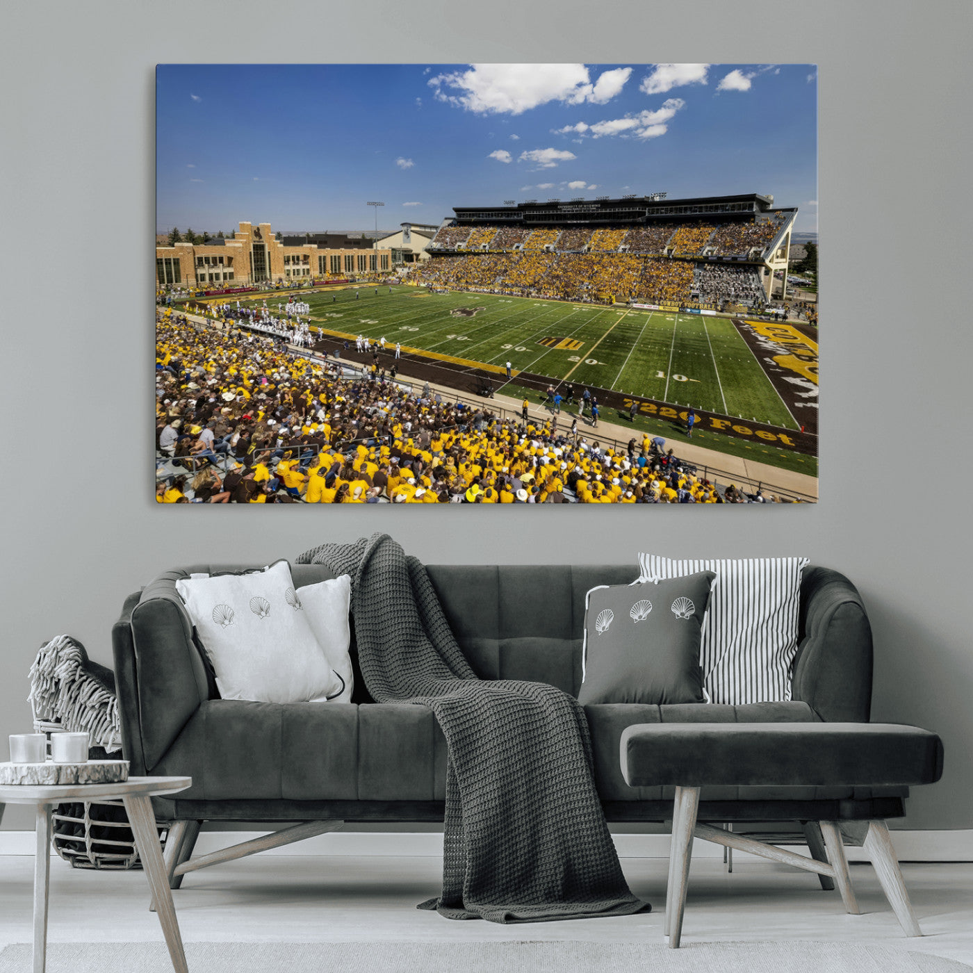 75112-MGV-CV-36X24-University of Wyoming Cowboys Football Team Print - Laramie Jonah Field War Memorial Stadium Wall