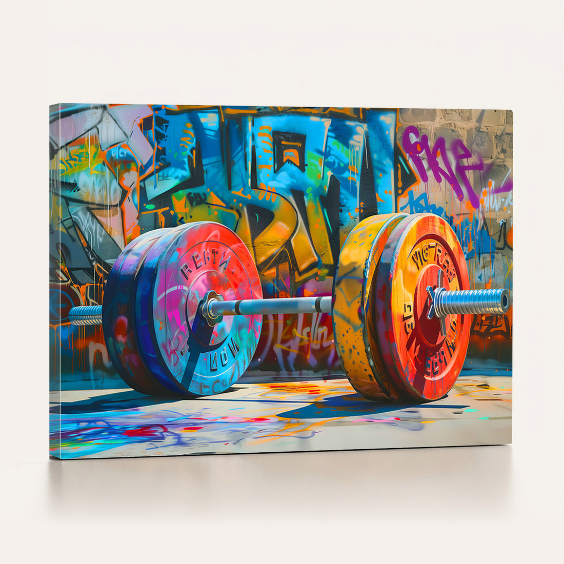 Fitness Gym Barbell Graffiti Wall Art Canvas Print