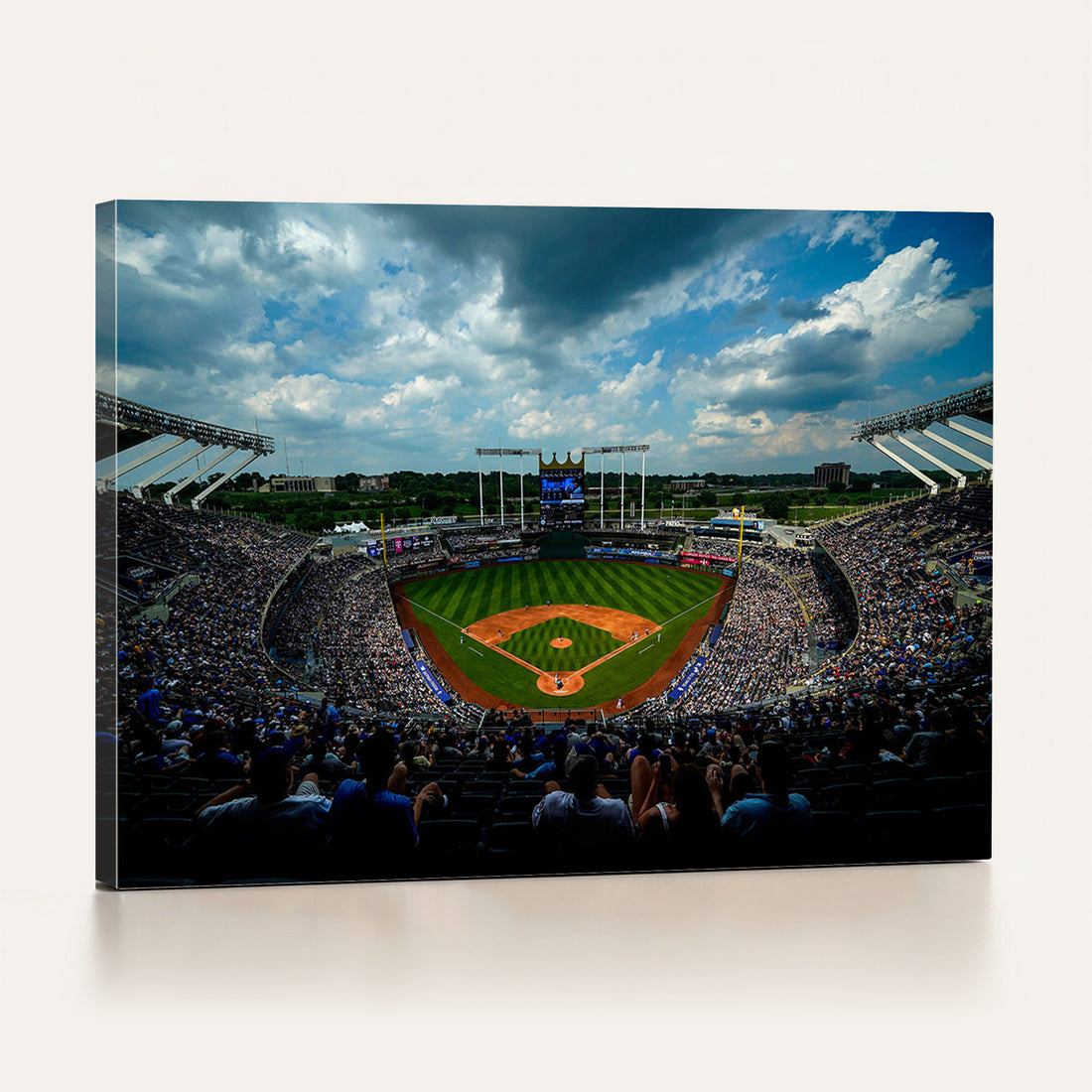 3-Panel Kauffman Stadium Wall Art Print | Large Kansas City Royals Baseball Canvas