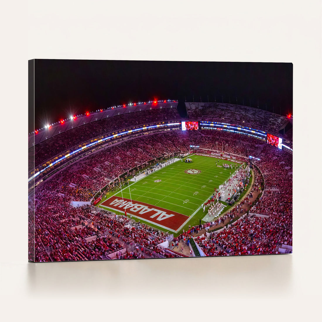 Bryant-Denny Stadium Night Game Triple Canvas Wall Art | Alabama Crimson Tide Football