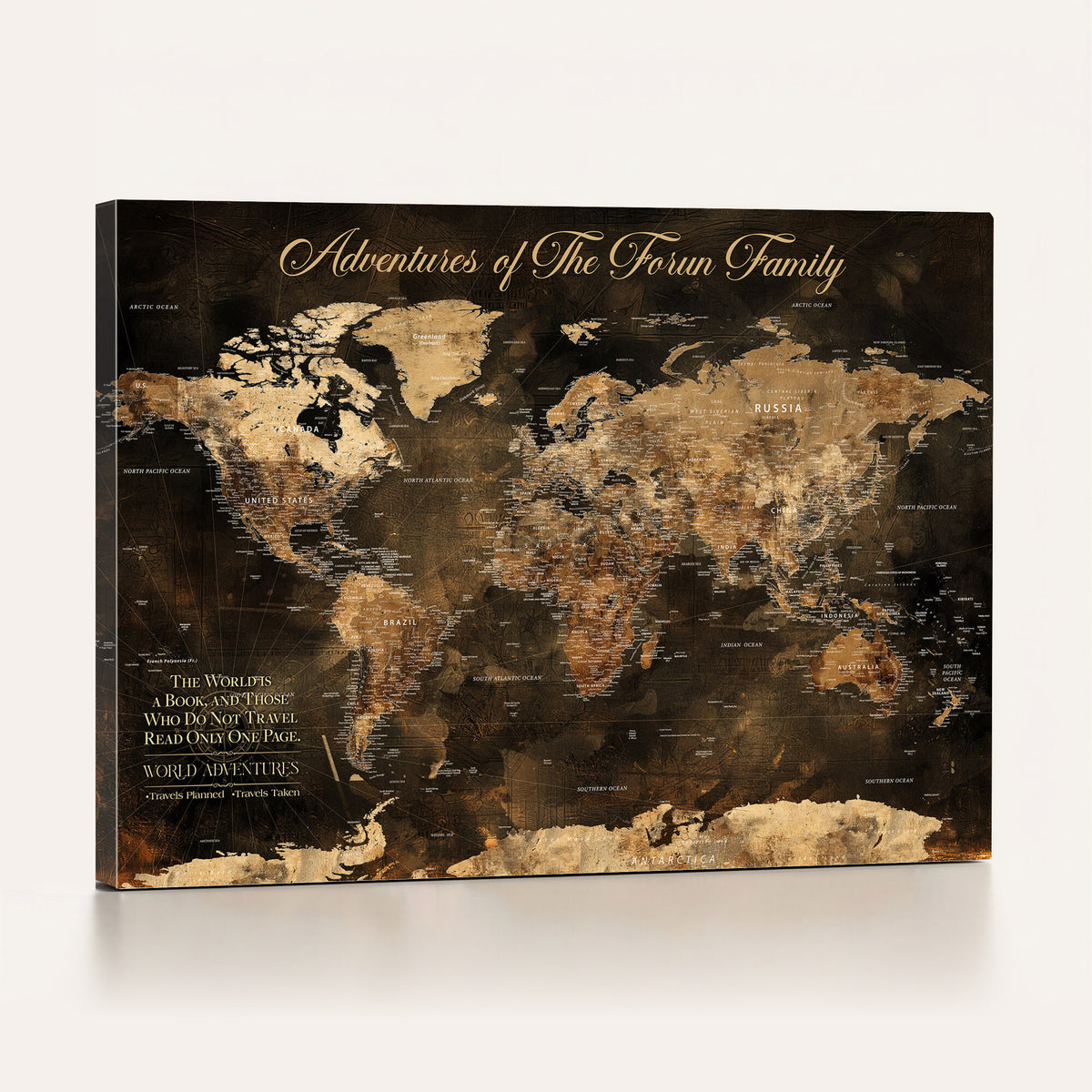 20594960-MGV-CV-36X24 - Custom Push Pin World Map Wall Art Canvas Print – Personalized Travel Tracker with Pins Framed Large for Home and Office Decor