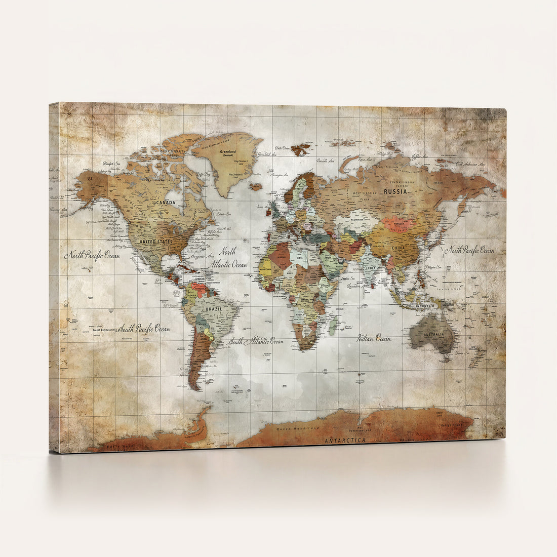 Custom Framed Modern Push Pin World Map Wall Art, Places Visited Tracker, Home Office and Entryway Decor