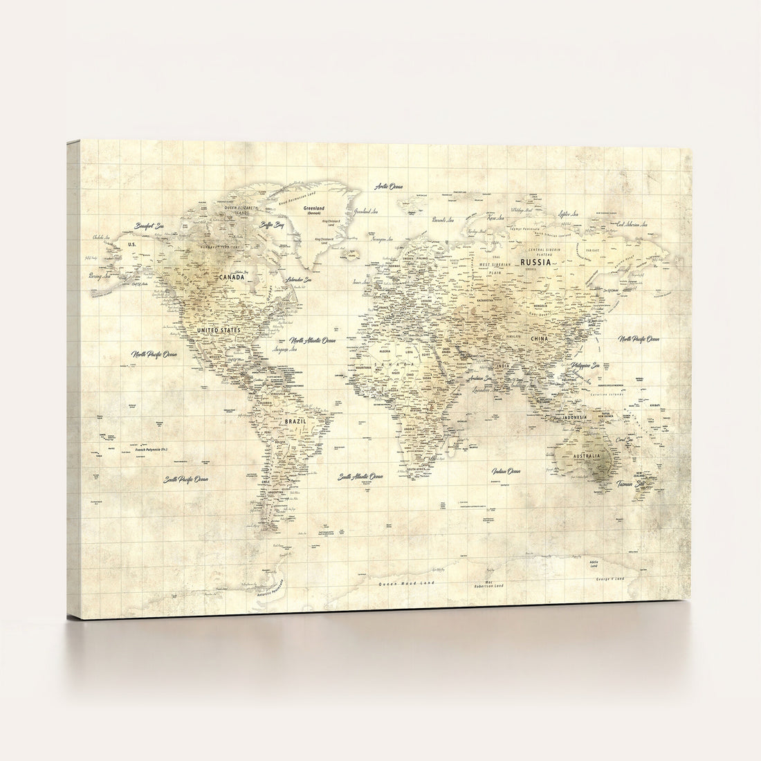Colorful Watercolor World Map Canvas Wall Art | Framed Modern Map Print