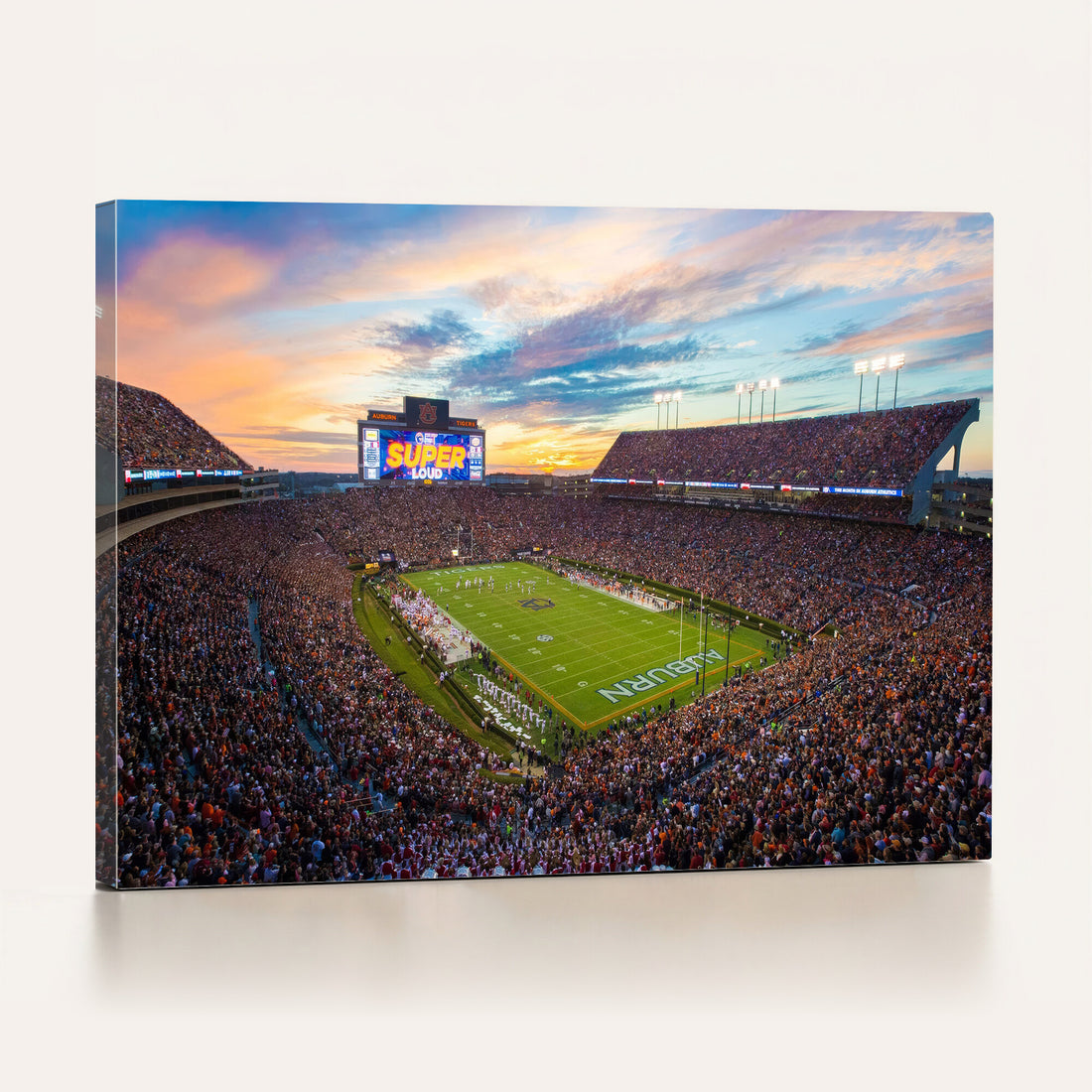 Auburn Stadium Sunset Wall Art Canvas Print, Jordan Hare Stadium