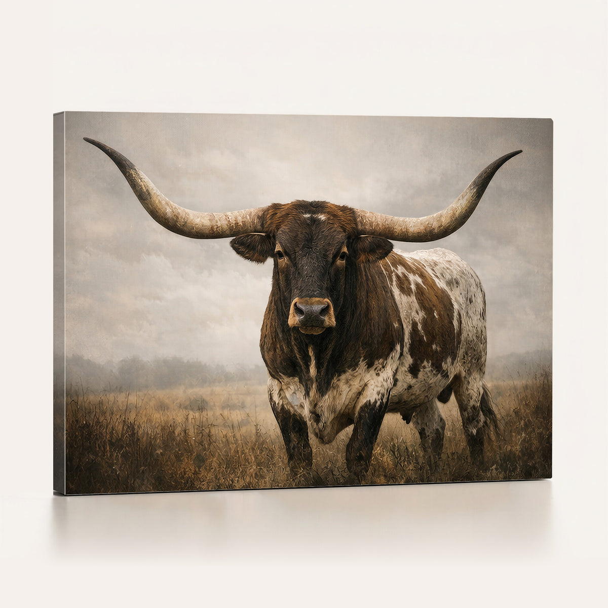 17622011L-_Poster-30x20 - Longhorn Bull Wall Art Canvas Print, Western Farmhouse Decor
